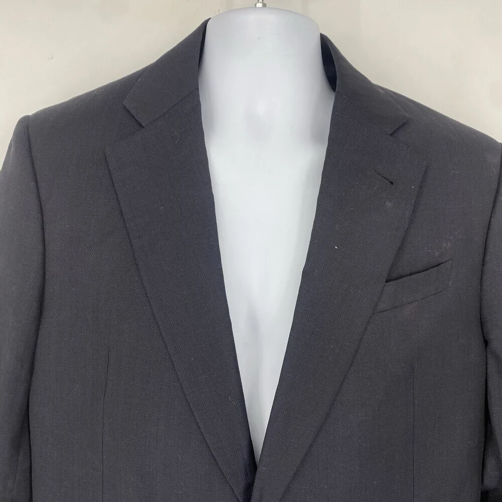 Armani Collezioni Men’s Navy Blue Suit Jacket Size 40 Italy Blazer Wool/Linen